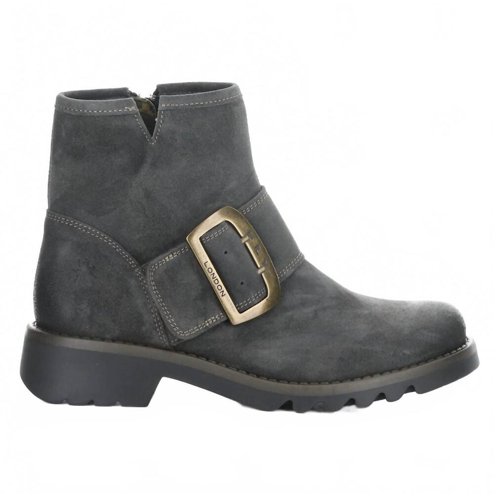 NEW FLY LONDON women's rily 991 round toe boot in oil suede diesel